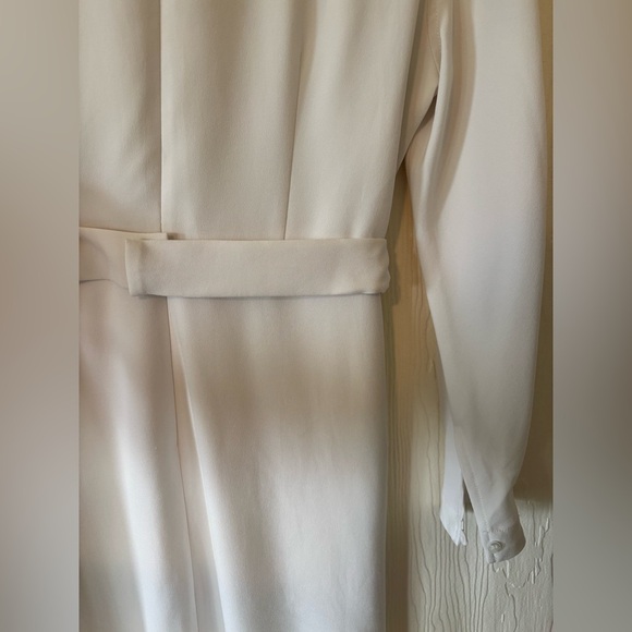 Judith and Charles White Long Sleeve Mock Neck Belted Bridal Holiday Mini Dress - Picture 7 of 16